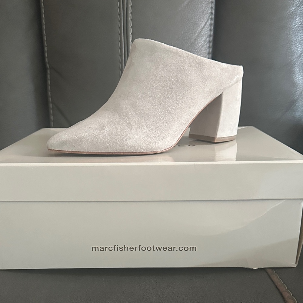 Marc Fisher Women's Light Beige Suede Mules